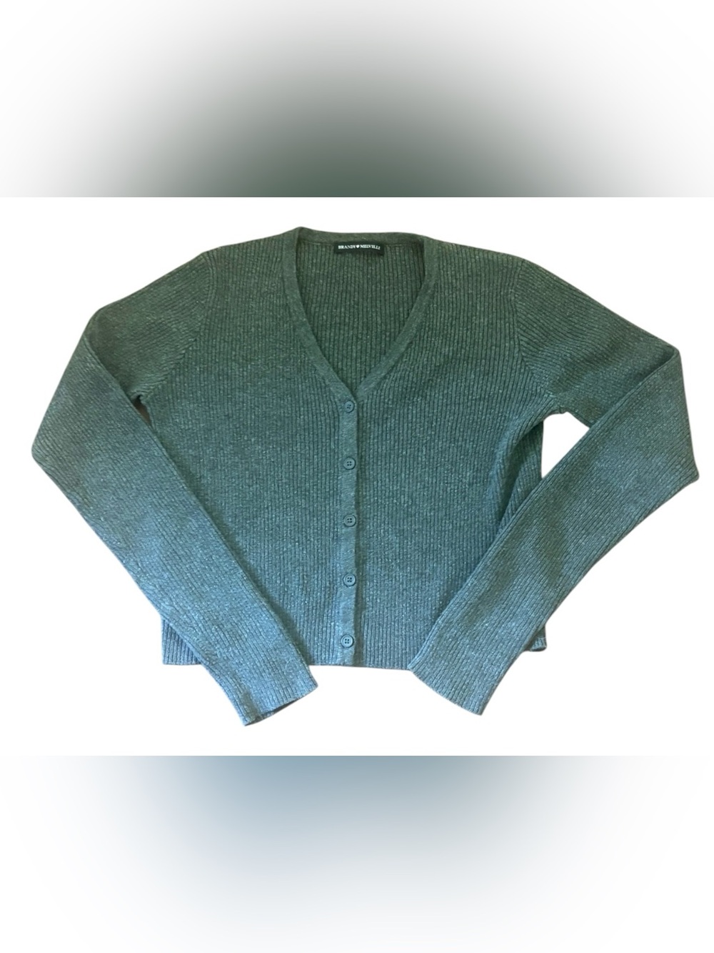 Brandy Melville dark gray Ribbed V-Neck Button cropped Cardigan Size M